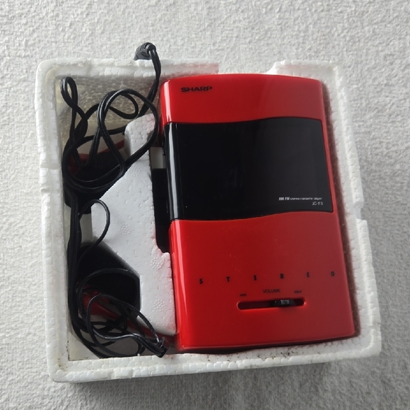 Sharp Red Portable Cassette Player AM/FM Radio with Headphones - Picture 6 of 6
